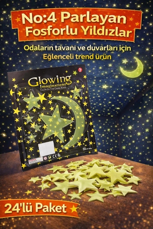 FOSFORLU YILDIZLAR NEON PARLAYAN NO:4 / 24LÜ PAKET